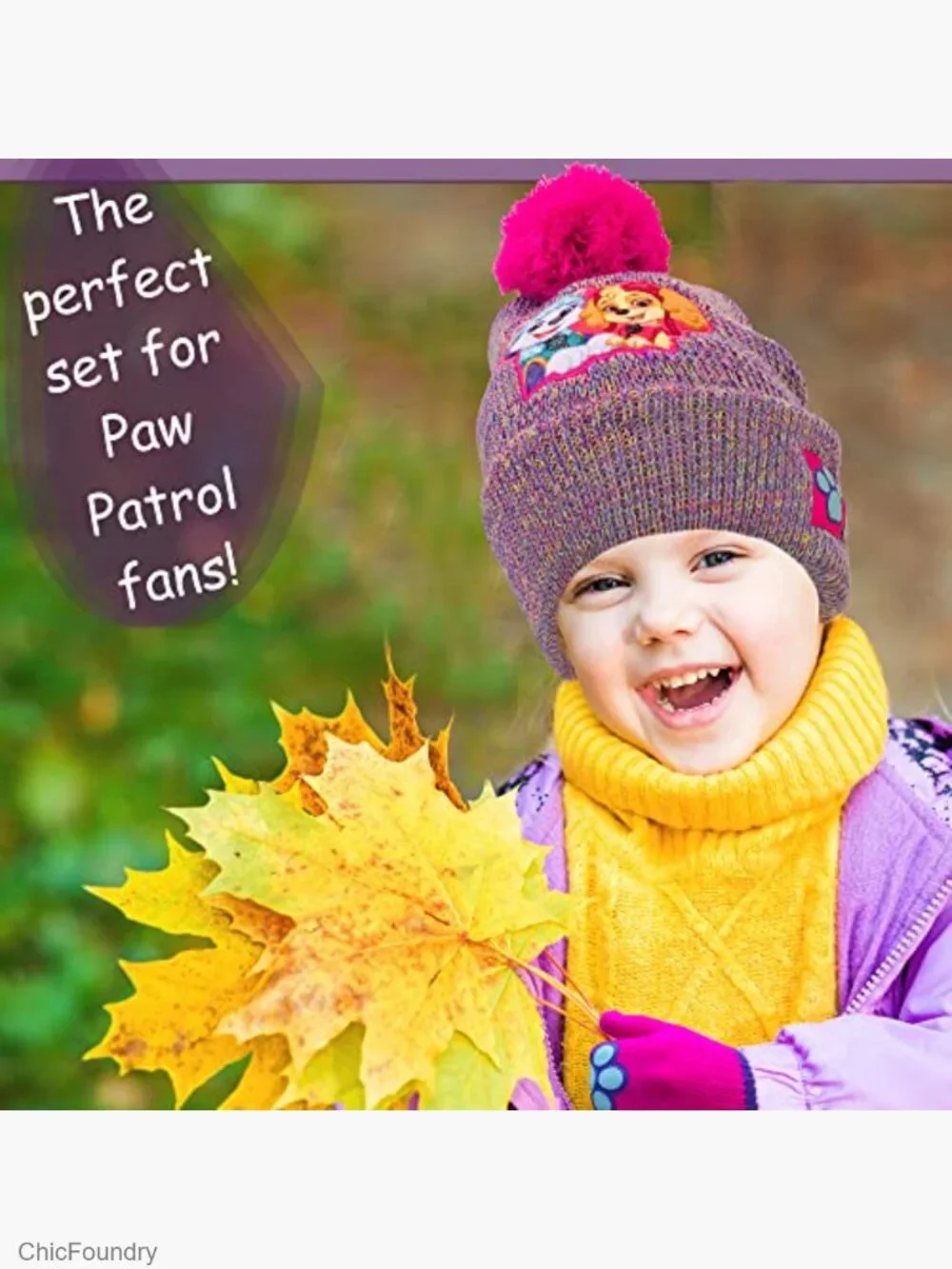 Paw Patrol Toddler Girls Beanie and Mittens Set Winter Hat Cold Weather Gear